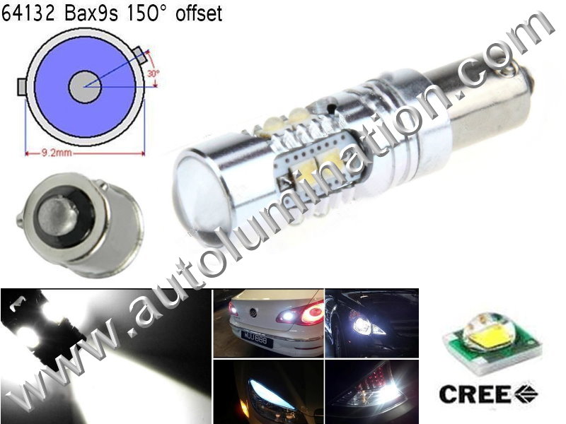  Bax9s Bayonet Base Bulbs =H6W BAX9s 64132 Osram 12082 Phillips 9 Watt Cree Cool White Led Side Marker License Plate Bulb