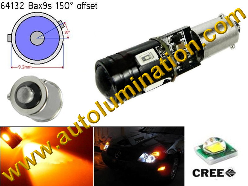 Bax9s Bayonet Base Bulbs H6W BAX9s 64132 Osram 12082 Phillips 9 Watt Cree Amber Led Side Marker License Plate Bulb