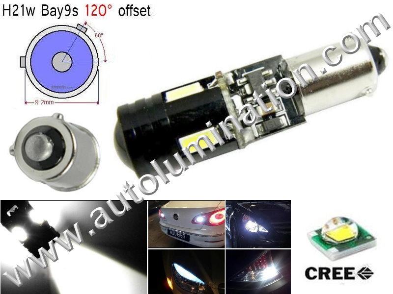 Bay9s Bayonet Base Bulbs H21W BAY9s 64136 9Watt Cree Led Side Marker License Plate Bulb Cool White