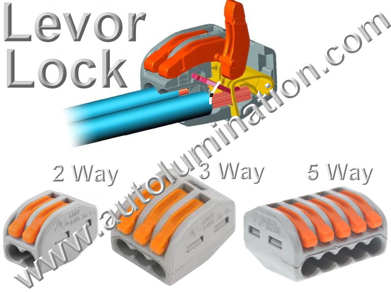 Levor Lock Wago Quick Splice Clamp Wire Terminal Block Connector 12 - 28 AWG Gauge Wires.