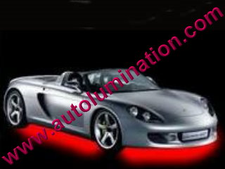 Car with Neon Underbody Light Kit Red