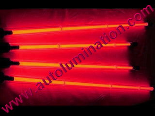 Car with Neon Underbody Light Tubes Red